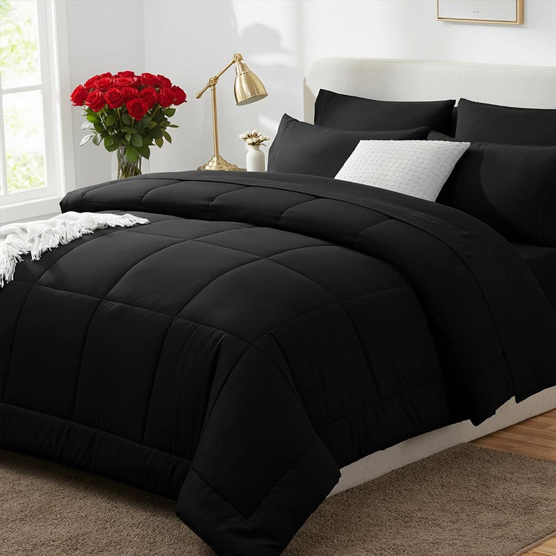 Luxury 3-Piece Comforter Set - Ultra-Soft Microfiber Bedding with 2 Matching Shams, Minimalist Design for All-Season Comfort