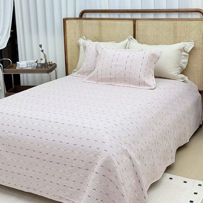 Premium 100% Cotton Bed Cover: Featuring Delicate Rice Grain Embroidery for a Modern Minimalist Touch