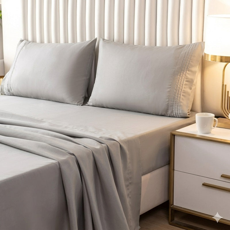 Premium 4-Piece Microfiber Sheet Set: Ultra-Breathable, Wrinkle-Resistant, and Designed for Long-Lasting Silky Comfort