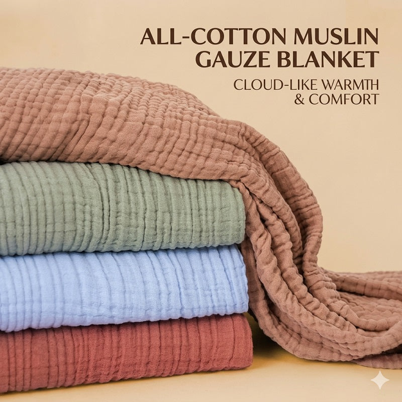 Luxurious Boho Muslin Blanket: Lightweight, Ultra-Soft & Skin-Friendly. Perfect for Sofa, Bed, or Travel