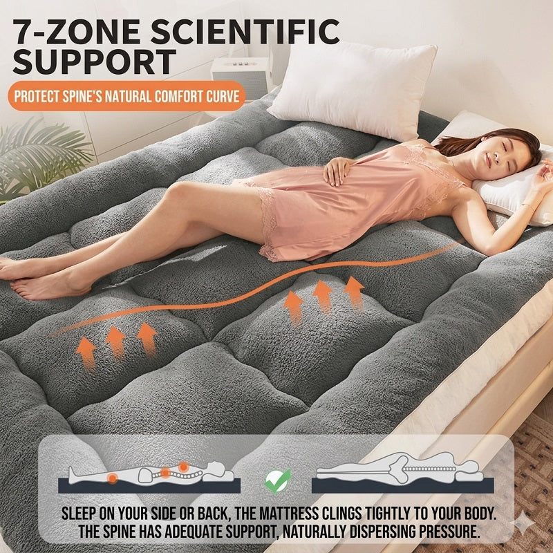 Foldable Floor Mattress with 3D Tufted Design. 100% Skin-Friendly Milk Fleece & Odor-Resistant Soybean Fill. Ideal for Home