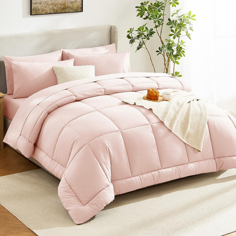 Luxury 3-Piece Comforter Set - Ultra-Soft Microfiber Bedding with 2 Matching Shams, Minimalist Design for All-Season Comfort