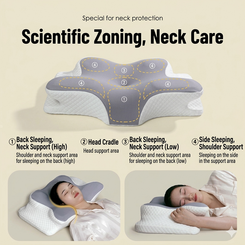 Breathable Ergonomic Contour Pillow: Premium High-Density Memory Foam for Targeted Neck Support