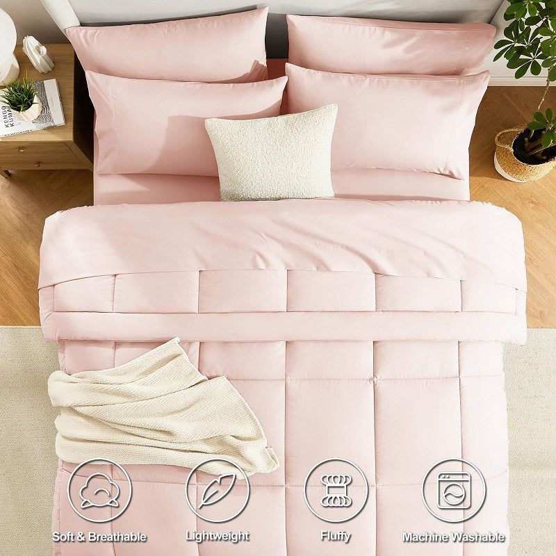 Luxury 3-Piece Comforter Set - Ultra-Soft Microfiber Bedding with 2 Matching Shams, Minimalist Design for All-Season Comfort