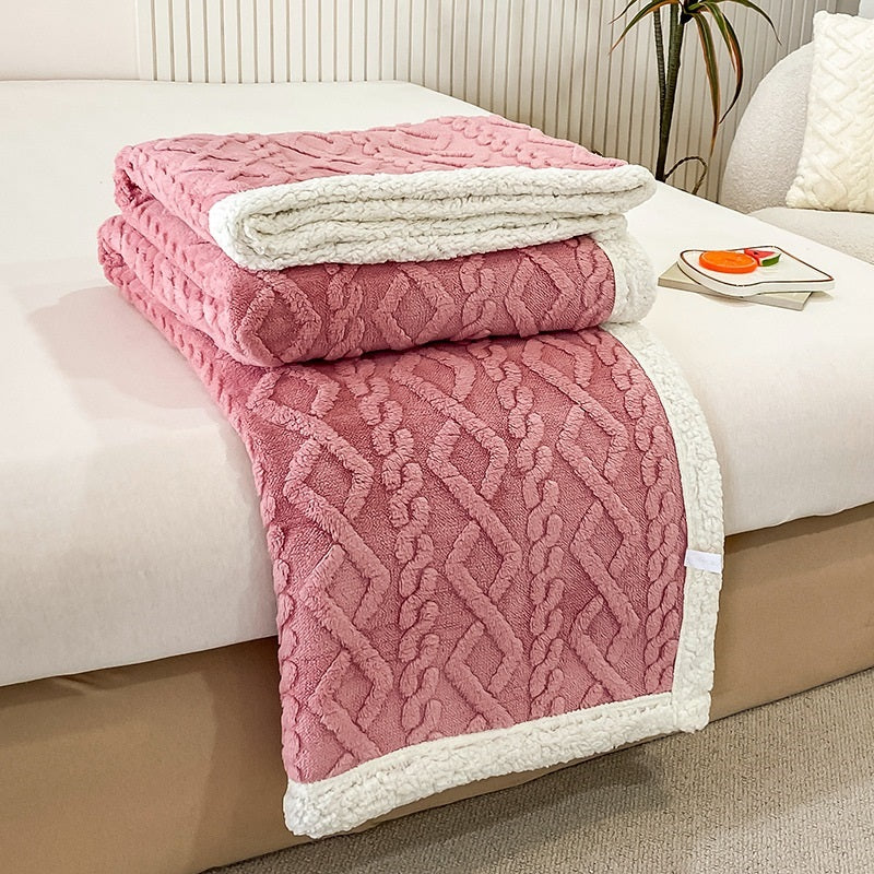 Dual-Sided Fleece & Sherpa Comforter. High-Gram Weight for Superior Warmth Without the Weight. Anti-Static, Non-Shedding, and Chic 3D Woven Design