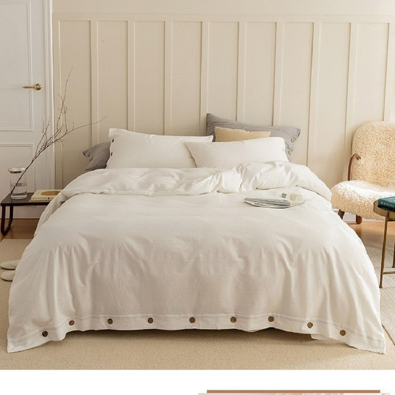 Luxury 3D Jacquard Cotton Set: Natural Wooden Buttons & Timeless Stripes for Ultimate Comfort