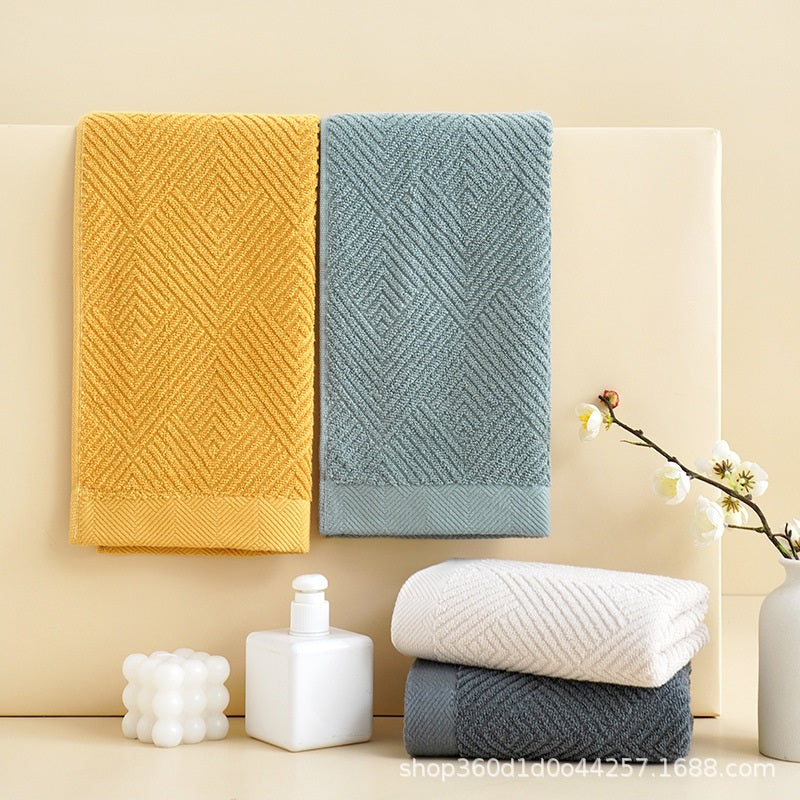 Long-Staple Cotton Towel Set | Ultra-Soft & Highly Absorbent | Quick-Dry 3D Geometric Honeycomb Weave | Includes Bath Towel & Face Towels for Bathroom