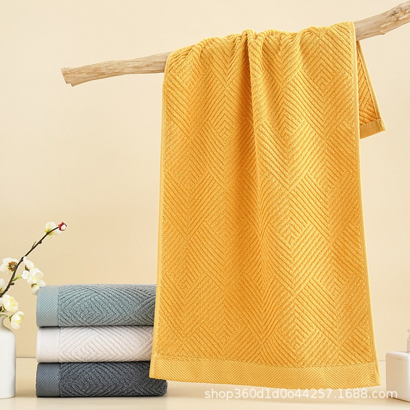 Long-Staple Cotton Towel Set | Ultra-Soft & Highly Absorbent | Quick-Dry 3D Geometric Honeycomb Weave | Includes Bath Towel & Face Towels for Bathroom