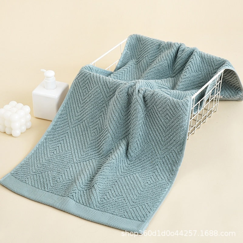 Long-Staple Cotton Towel Set | Ultra-Soft & Highly Absorbent | Quick-Dry 3D Geometric Honeycomb Weave | Includes Bath Towel & Face Towels for Bathroom