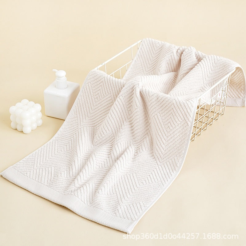Long-Staple Cotton Towel Set | Ultra-Soft & Highly Absorbent | Quick-Dry 3D Geometric Honeycomb Weave | Includes Bath Towel & Face Towels for Bathroom