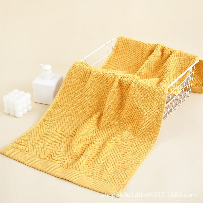 Long-Staple Cotton Towel Set | Ultra-Soft & Highly Absorbent | Quick-Dry 3D Geometric Honeycomb Weave | Includes Bath Towel & Face Towels for Bathroom