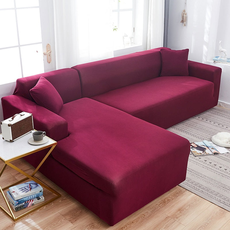 Modern Solid Color L-Shaped Slipcover - Premium Textured Jacquard Fabric