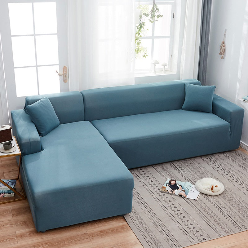 Modern Solid Color L-Shaped Slipcover - Premium Textured Jacquard Fabric