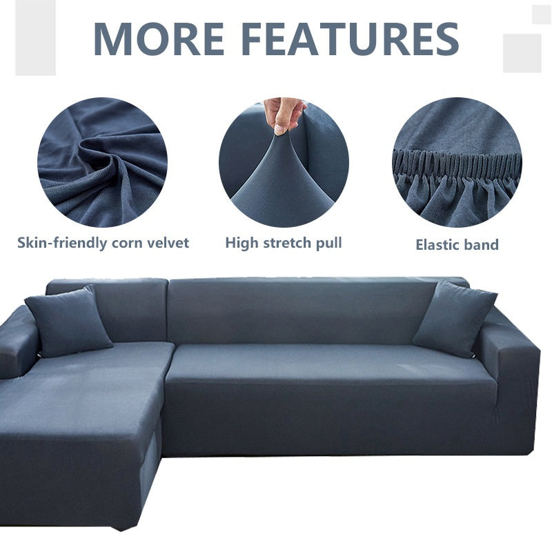 Modern Solid Color L-Shaped Slipcover - Premium Textured Jacquard Fabric