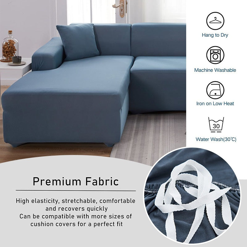 Modern Solid Color L-Shaped Slipcover - Premium Textured Jacquard Fabric