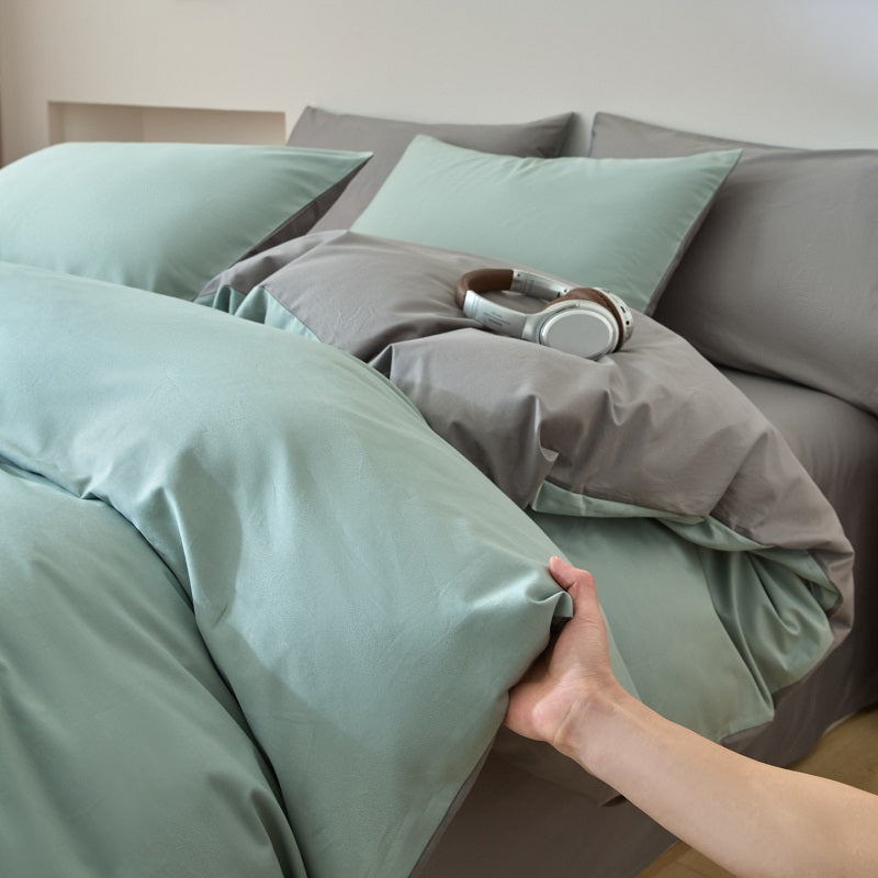 Premium 100% Cotton Reversible Duvet Cover Set: Creamy White & Tan AB-Side Design, Reactive Dyed for Lasting Color