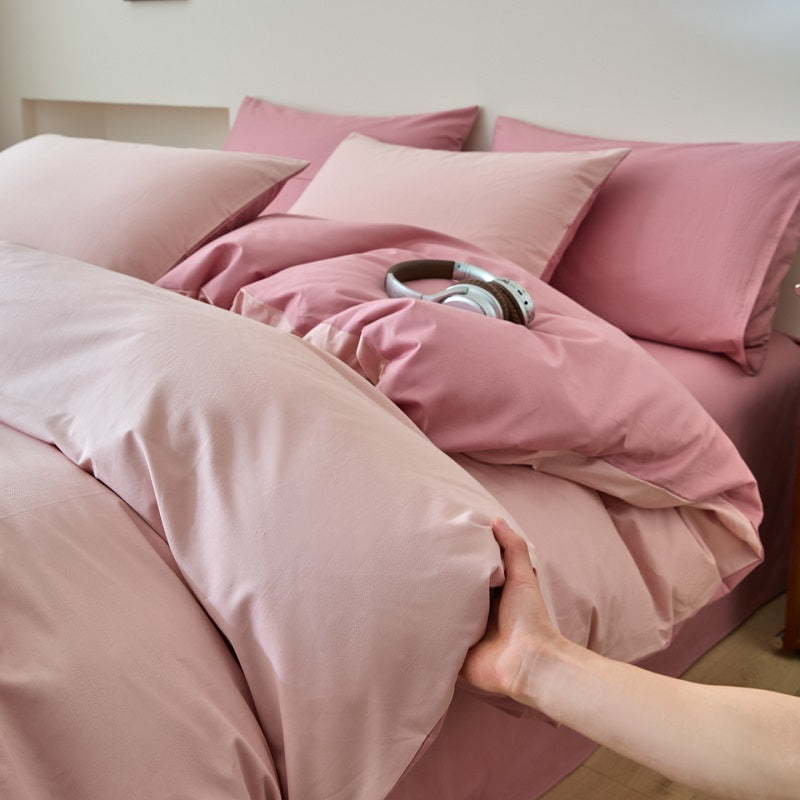 Premium 100% Cotton Reversible Duvet Cover Set: Creamy White & Tan AB-Side Design, Reactive Dyed for Lasting Color