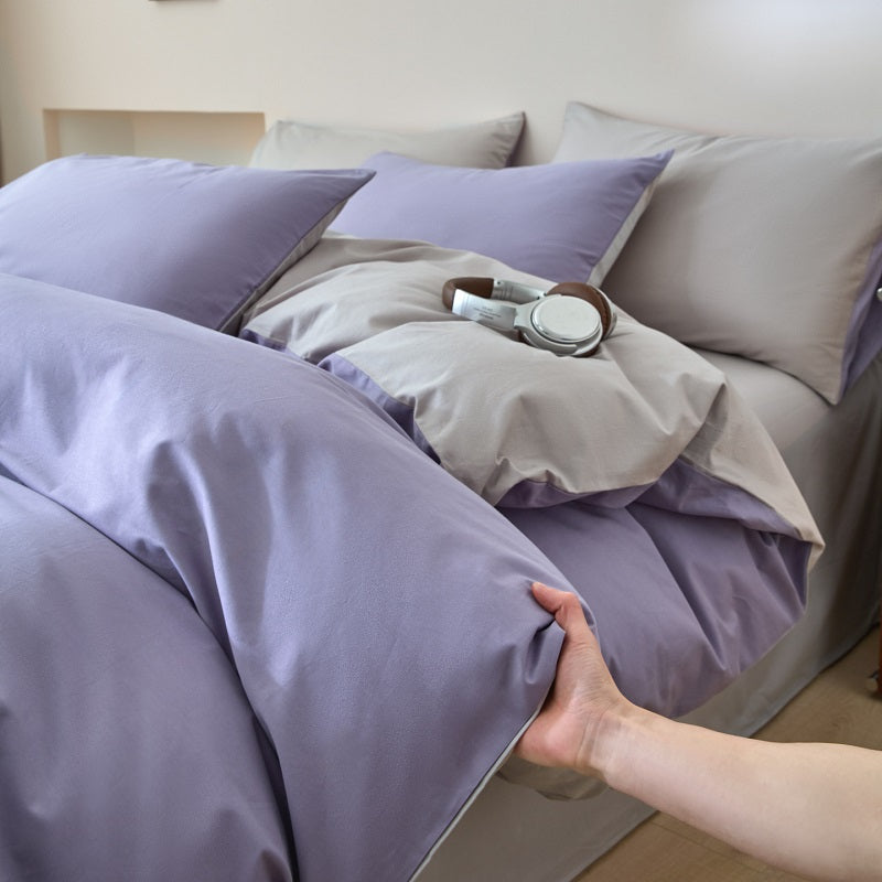 Premium 100% Cotton Reversible Duvet Cover Set: Creamy White & Tan AB-Side Design, Reactive Dyed for Lasting Color