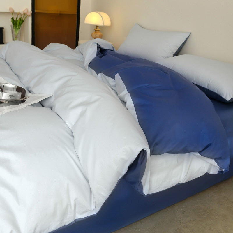 Premium 100% Cotton Reversible Duvet Cover Set: Creamy White & Tan AB-Side Design, Reactive Dyed for Lasting Color