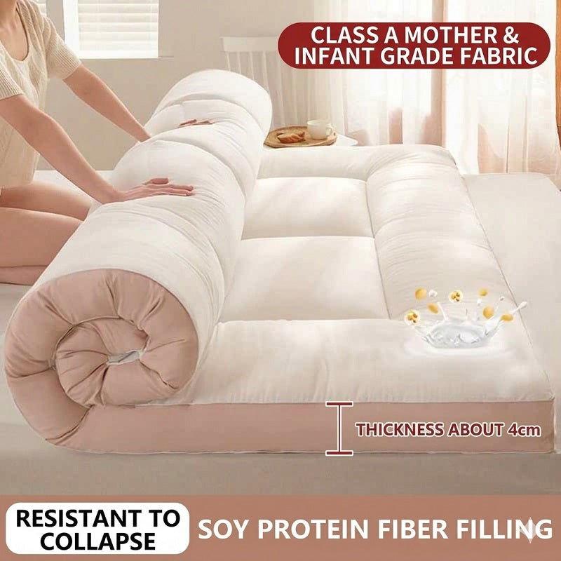 Cloud-Like Softness Meets Effortless Care: Machine Washable Soybean Fiber Mattress Pad - Durable & Stay-Flat Design