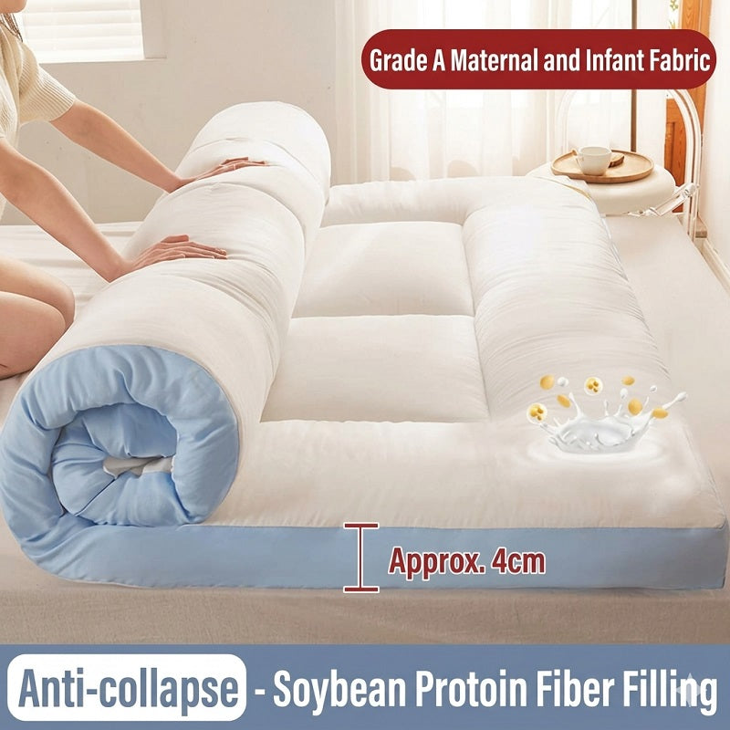Cloud-Like Softness Meets Effortless Care: Machine Washable Soybean Fiber Mattress Pad - Durable & Stay-Flat Design