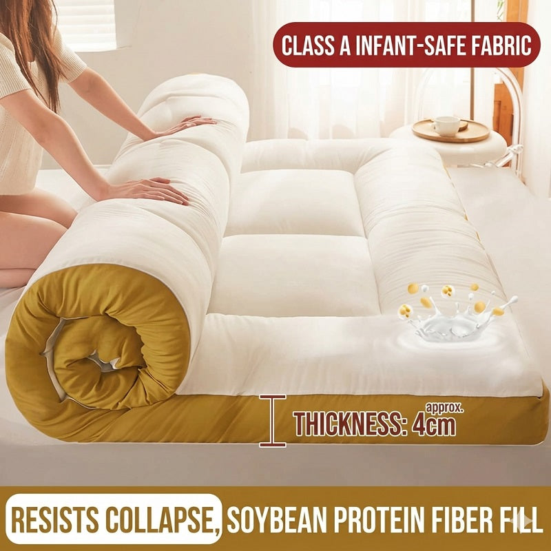 Cloud-Like Softness Meets Effortless Care: Machine Washable Soybean Fiber Mattress Pad - Durable & Stay-Flat Design